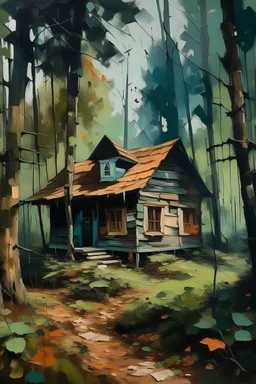 ارسم بيت في غابة