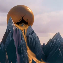 blood pours from a giant crack in the sphere