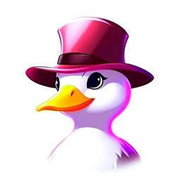 A duck with a red hat, cartoon, simple, cute, cute, white background, no color background, semi-realistic