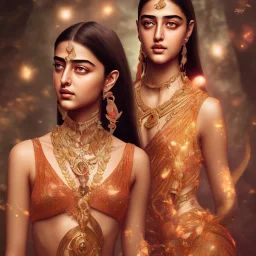 ananya pandey, hot rose goddess, by Mahmoud Sai, golden hour , diamonds