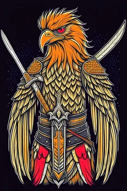 Eagle wearing crown and holding sword with Amberian Security Consulting under neat