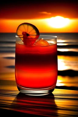 Create a photo of a drink called - Sex on the beach. Just as it is mixed as standard. With a background that is a trend in modern photography and how it is mixed in the Czech Republic and in the glass in which it is normally served.