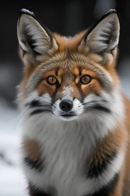 Portrait of fox ice dry snow
