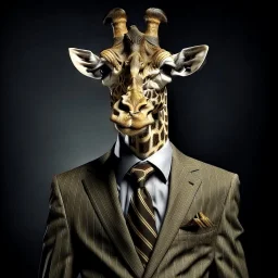 Giraffe wearing a suit