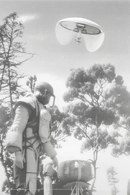 year is 1966 (a bunch of school kids) see ufo flying over tall pine trees, concept art, by Asaf Hanuka, by Weta Digital, Electric Colors, Screen Space Global Illumination, in a symbolic and meaningful style,