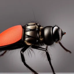 Photo of fly, 900mm lens, ultrarealistic,hyper detailed, front view