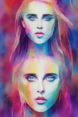 Danish singer MØ face,Abstract, ,watercolour,