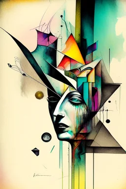 Asynchronicity; Neo-surrealism; Dada; colored ink;