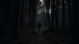 Personne qui se balade dans une forêt la nuit