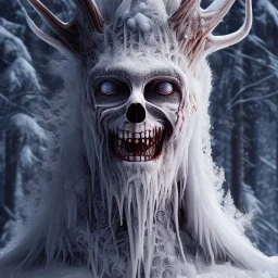 Wendigo, horror, gore, blood, forest, snow, ice, mountain, 8K, cinematic lighting, sharp focus, masterpiece, expert