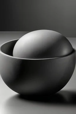 dark gray round, visually similar to concrete, soap container, which when placed lying down forms a bowl-shaped container