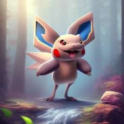 Mystery pokemon,Ambiance dramatique, hyperrealisme, 8k, high quality, lot of details, portrait,