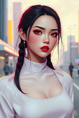 Futuristic Urban girl in modern art style, minimalism,futuristic style by jonathan wall, digital art, vibrant colors, octane render, masterpiece