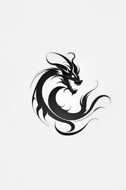 minimalist dragon ink logo, white background