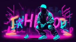 Grunge Neon Hip Hop Background.