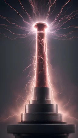 a photorealistic, 8k, ultra realistic, ultra detallado, tesla coil con visible rayos eléctricos y hombre que levita en el aire
