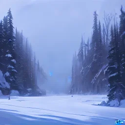 Concept art of the Olympic National Forest during winter, snow by Airi Pan