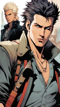 Highly detailed illustrations of David from The Lost Boys 1987, by Loish, by Bryan Lee O'Malley, by Cliff Chiang, by Greg Rutkowski, inspired by image comics, inspired by shōnen jump manga, inspired by capcom, inspired by horror manga
