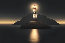 design an app icon with a lighthouse in the center shining its light out into the distance over a black background