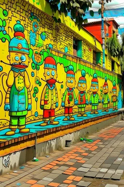 Street art in the style of Os Gemeos