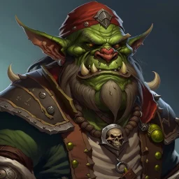 Large proud and orderly pirate orc dnd digital art