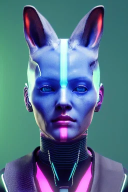 Medium Close Up Portrait, Front image. cyberpunk, rabbit mask, sweet woman, short hair. latex suit. Pink, silver, blue, color. Ghost in style. Color background, photo studio. highly detailed, concept art, smooth, unreal engine 5, ray tracing, RTX, lumen lighting, ultra detail, volumetric lighting, 3d, finely drawn, high definition, high resolution.