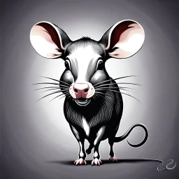 (Rat cow:1.5), with rat ears and tail lineal caricature art