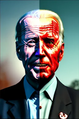 realistic image, joe biden zombie, arm cut and bleeding, amputated leg, night, walking with a limp, waist up view, dark ambient, highly detailed, sky background, concept art, unreal engine 5, god rays, ray tracing, RTX, lumen lighting, ultra detail, volumetric lighting, 3d, finely drawn, high definition, high resolution.