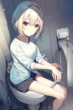 anime girl using the toilet