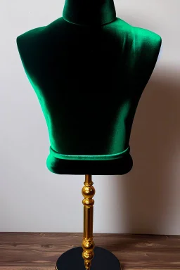 dark green velvet Necklace Mannequin Stand on a luxury table