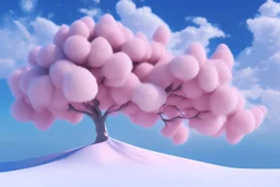 pink tree and snow