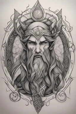 Sketch for a tattoo,the fates norse mithology, black work, whipshading