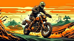 western wallpaper, bike rider riding big bikes illustration