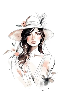 minimalist boho style lady digital art white background