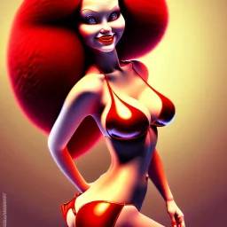 fullbody portrait of voluptuous atletic beautiful young Jessica Rabbit in bikini Rembrandt style