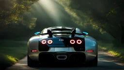 UFO Bugatti Veyron with cool rear lights, rear view, desktop wallpaper, 4K, Cinematic