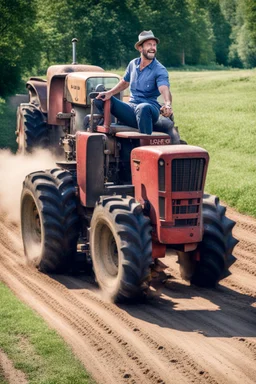 Driving a tractor with only one wheel