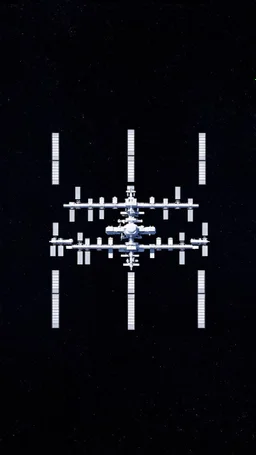 Huge space station in the blackness of space with many docking arms