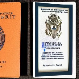 full view of a vector image, United States passport card with photo of person, transparent background.