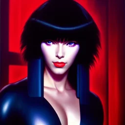 portrait of beautiful Ghost in the Shell painting by Brom , oil on canvas, cinematic composition, extreme detail,fit full head inside picture,8k