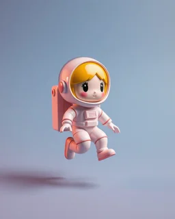 popmart's spacemolly figurine, floating on solid background color