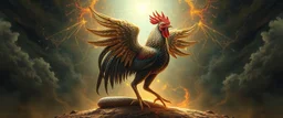 Abraxas with rooster head and serpent legs as a vision of the beginning of awakening