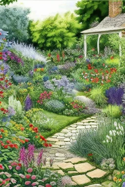 English country garden in the style of Joshua smith artist
