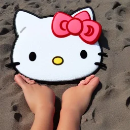 Hello kitty at the beach wit