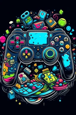 A ilustration gampad. , t-shirt design, no black ground, vector,format png, 4k