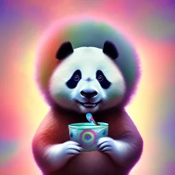 Panda, furry, mint color fur, ice, rainbow, powers