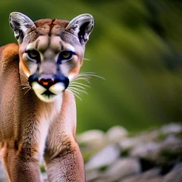 wild mountain lion on the mountain side