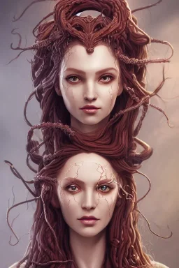 Beautiful D&D character portrait, photorealistic, Medusa With Coaxial Cables Growing Out of Her Scalp, dark fantasy, detailed, realistic face, digital portrait, skin-tight robe Fiverr DnD character Reisha Perlmutter WLOP Artgerm, Kuvshinov, artstation, HD, octane render Cyberprep AbstractTech Holosexual Technozen AncientEgypt beautiful perfect a masterpiece perfectly centered subject