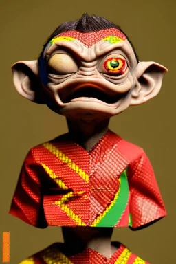 smeagol in Kente cloth, cinematic, ghana colours, african pattern, engraved, high detail