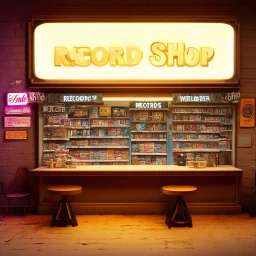 3d render cartoonish classic inide a record shop record store